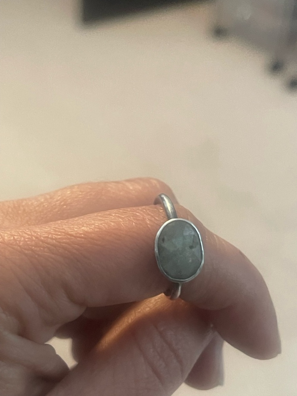 Sterling silver oxidized, sapphire gemstone ring, handmade, 3.10g